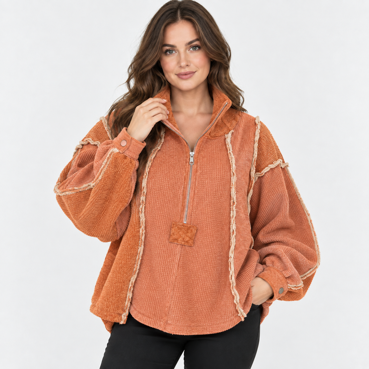 NAJAS | Women’s Pullover Sweater Frayed Hem Casual Fall Winter Knit Top
