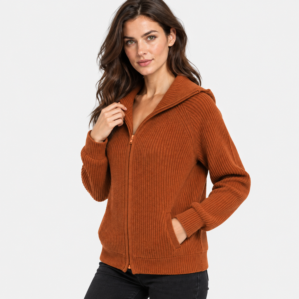 NAJAS | Women’s Knitted Sweater Jacket Warm Striped Casual Outerwear