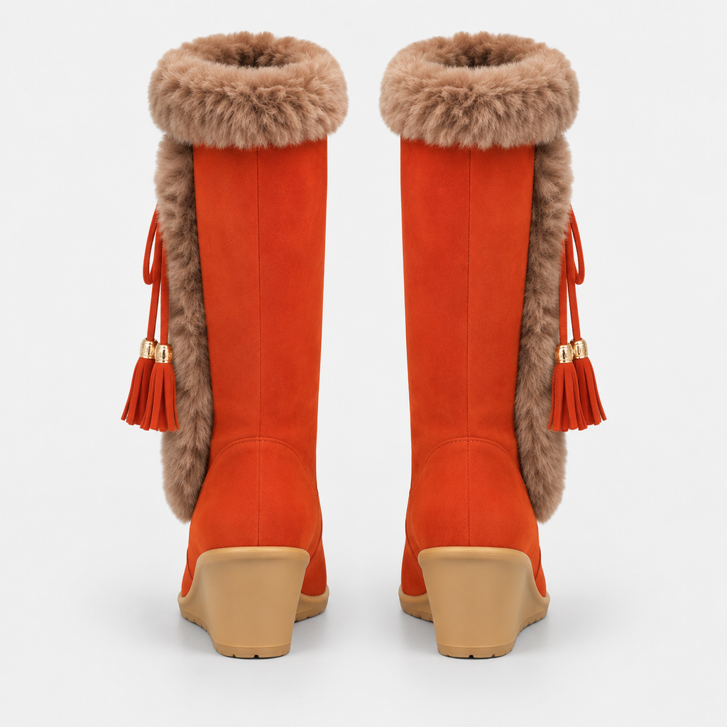 NAJAS | Women’s Winter Knight Boots Warm Plush Lined Wedge Heel Shoes