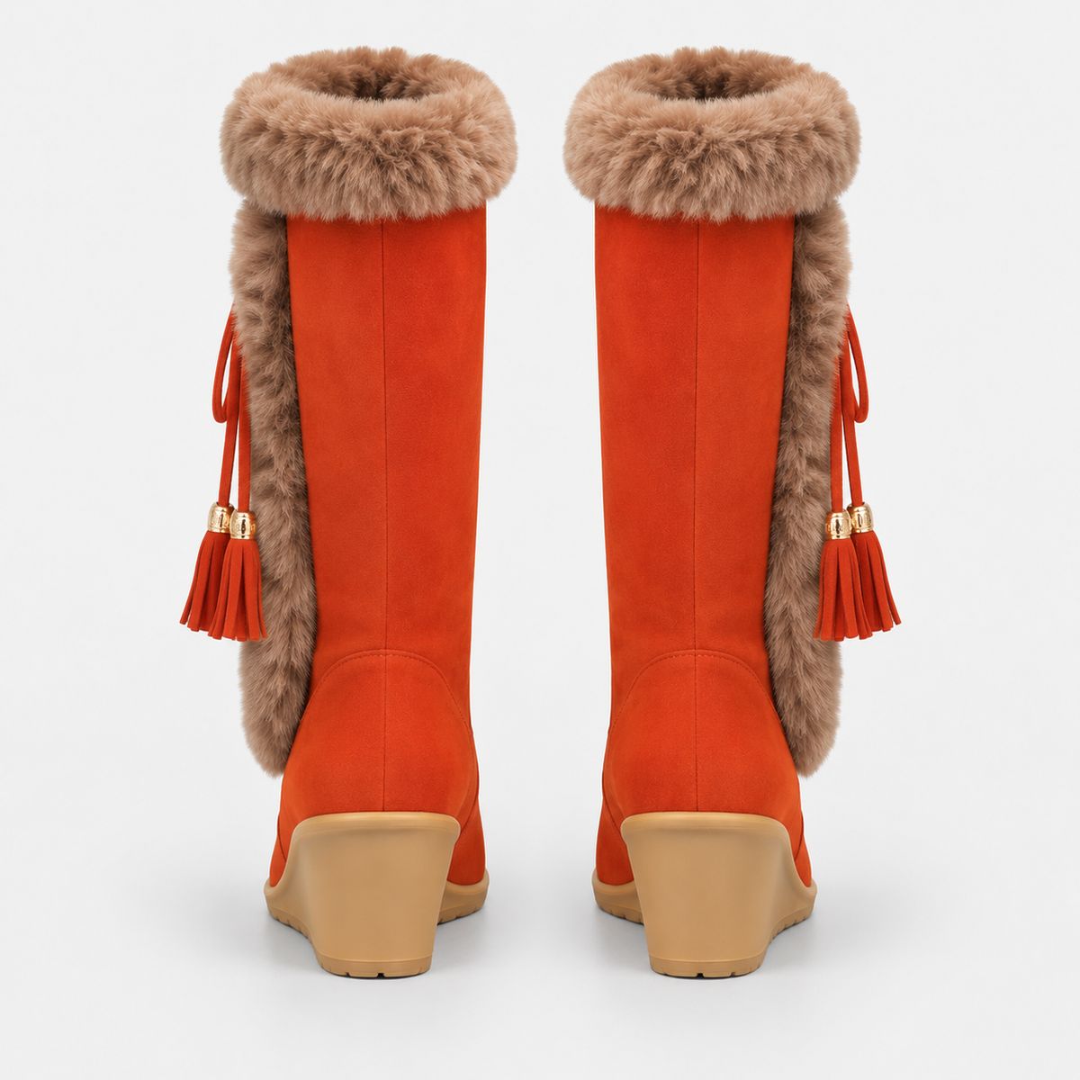 NAJAS | Women’s Winter Knight Boots Warm Plush Lined Wedge Heel Shoes