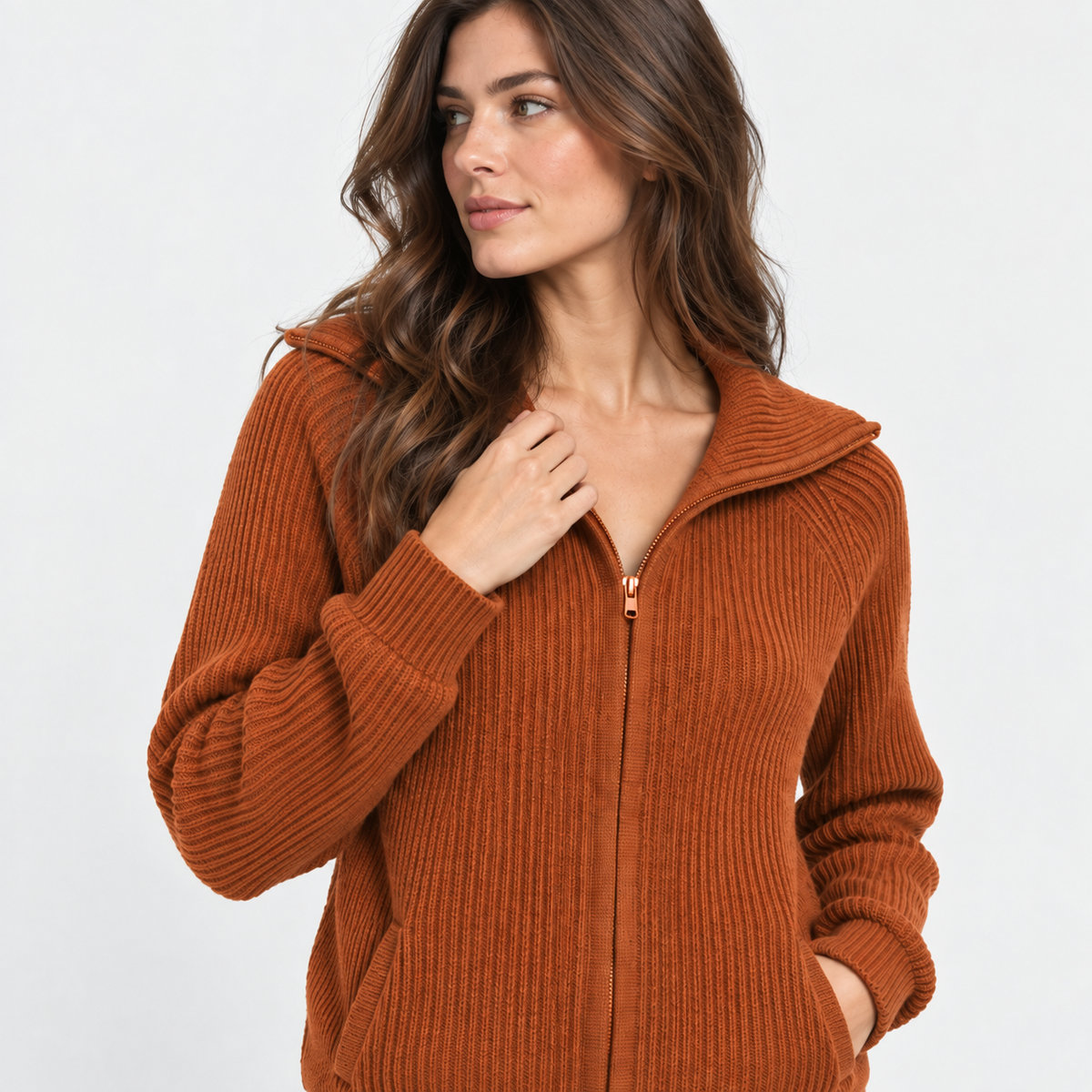 NAJAS | Women’s Knitted Sweater Jacket Warm Striped Casual Outerwear