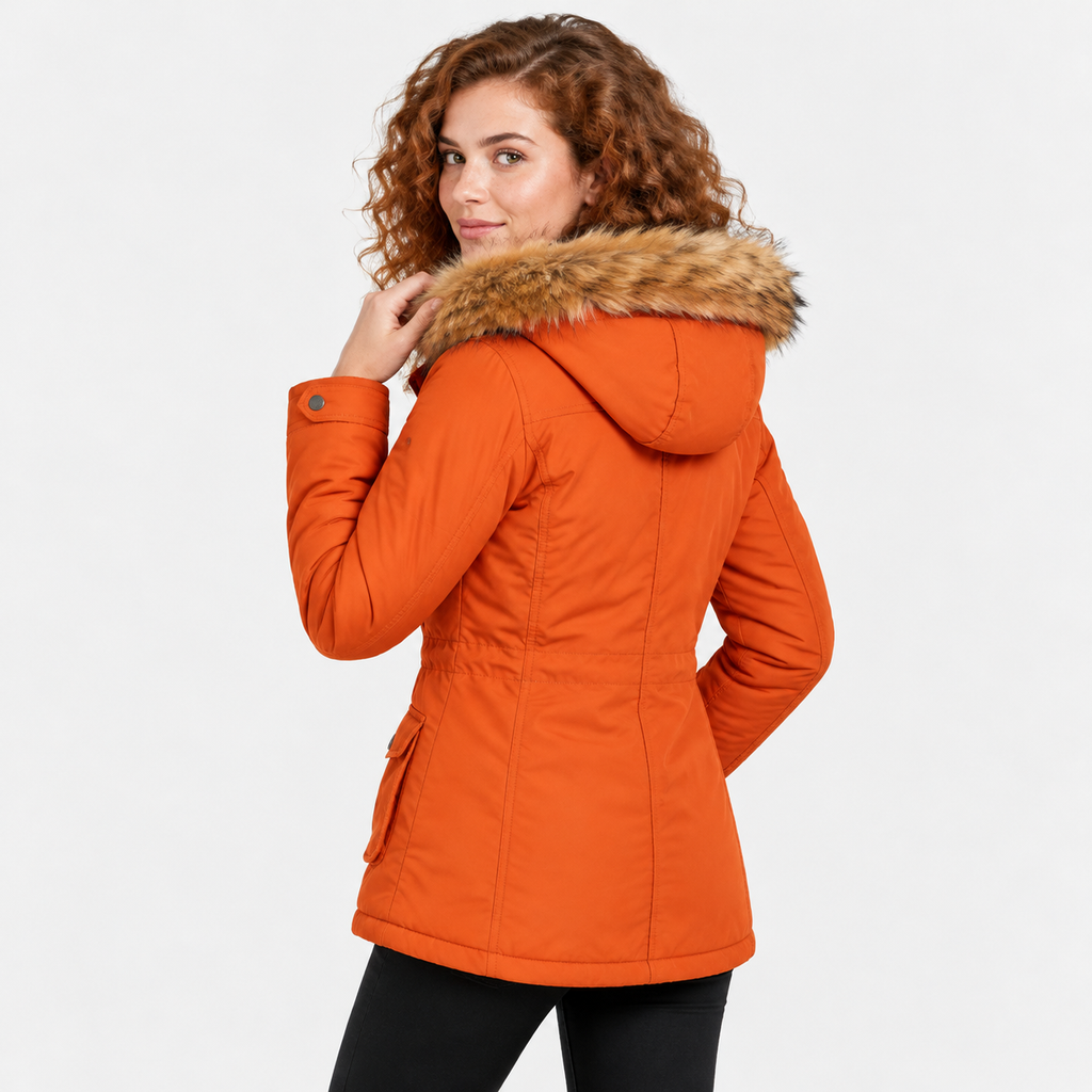NAJAS | Women's Cotton Parka Jacket Fur Collar Hooded Winter Coat