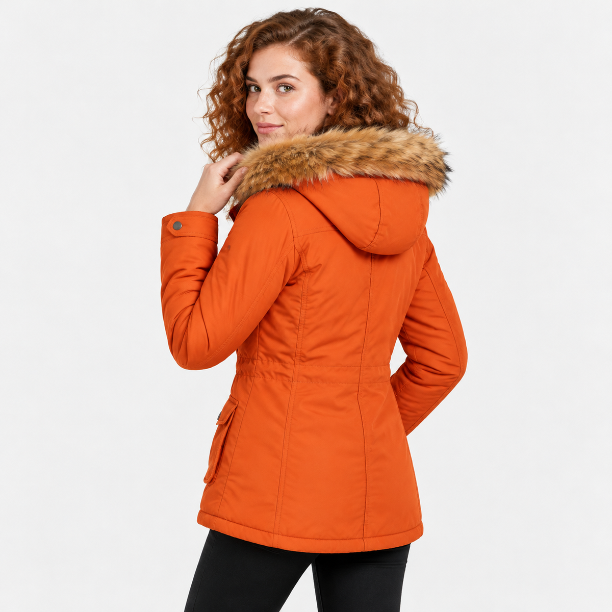 NAJAS | Women's Cotton Parka Jacket Fur Collar Hooded Winter Coat