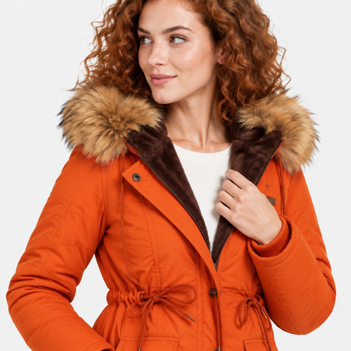 NAJAS | Women's Cotton Parka Jacket Fur Collar Hooded Winter Coat