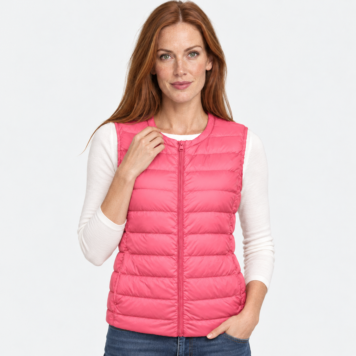 NAJAS | Women’s Down Vest Collarless Lightweight Fall Winter Outerwear