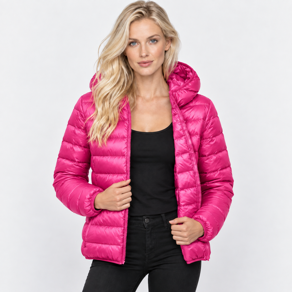NAJAS | Women’s Duck Down Jacket Nylon Hooded Lightweight Winter Coat