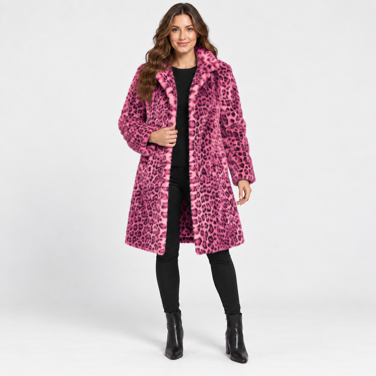NAJAS | Women’s Leopard Print Coat Soft Plush Casual Fall Jacket