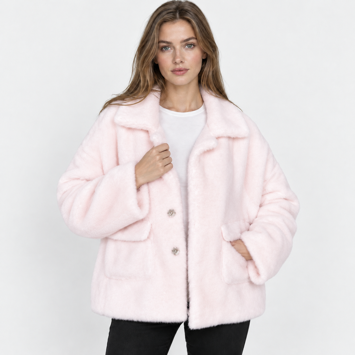 NAJAS | Women's Fleece Coat Plush Lapel Collar Warm Winter Jacket