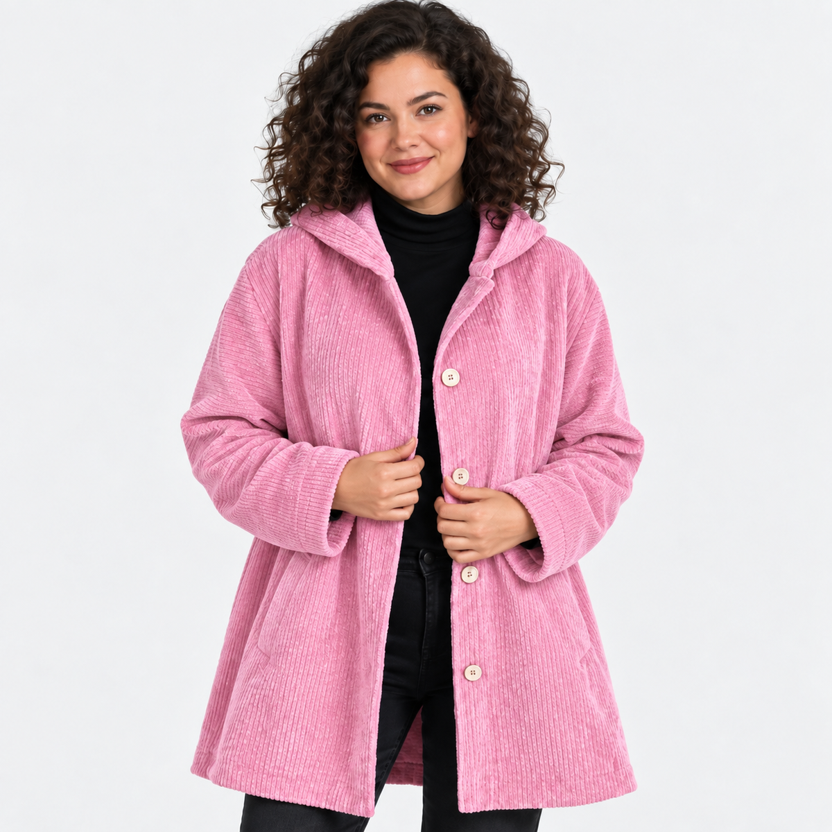NAJAS | Women’s Corduroy Jacket Hooded Warm Pocket Fall Winter Coat