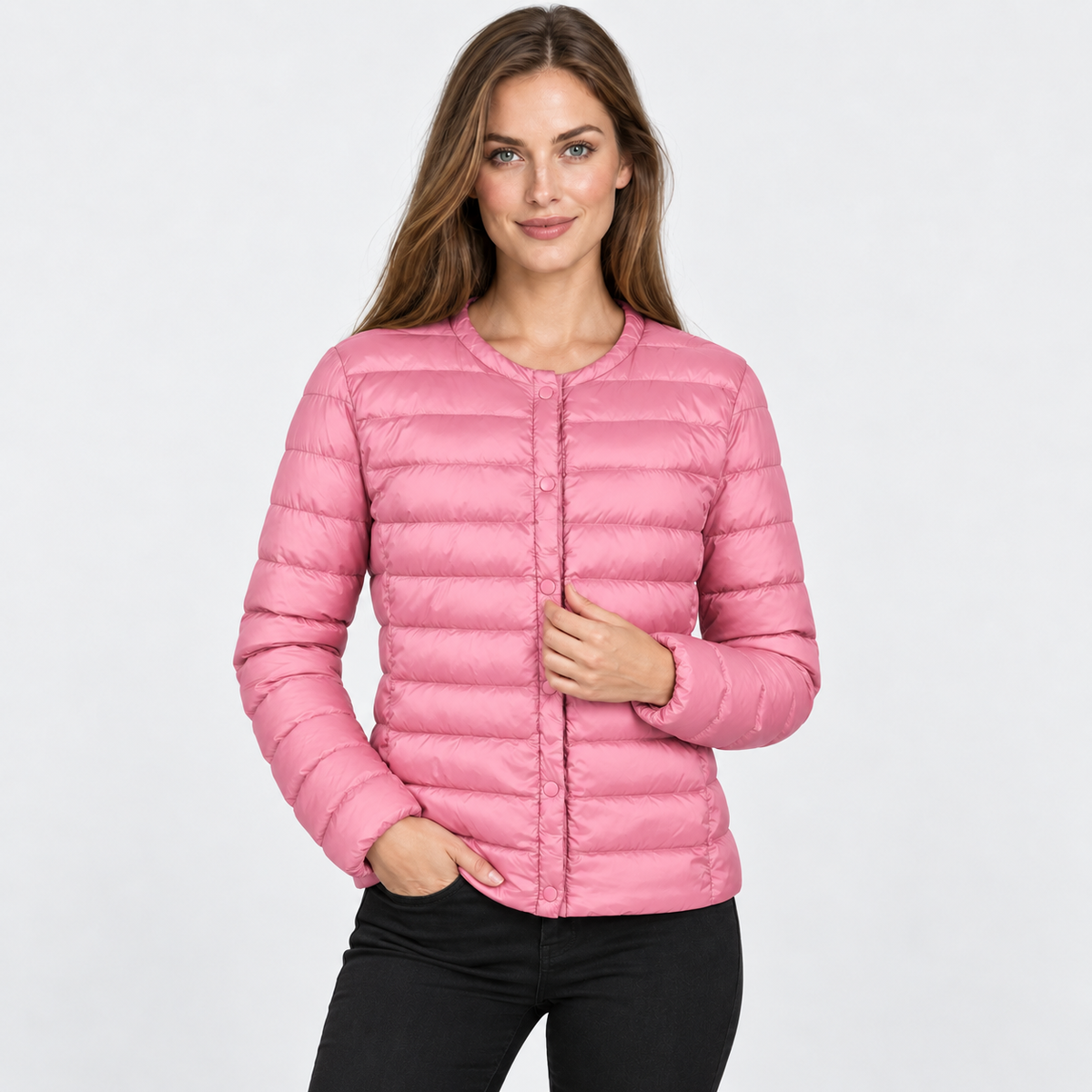 NAJAS | Women’s Down Jacket Lightweight Short Collarless Winter Coat