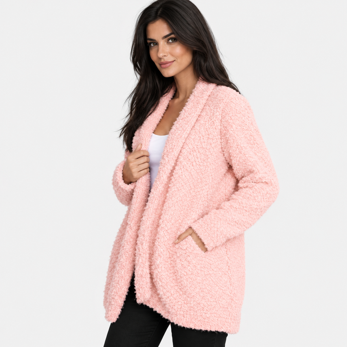 NAJAS | Women's Cotton Blend Hooded Cardigan Jacket with Loose Fit