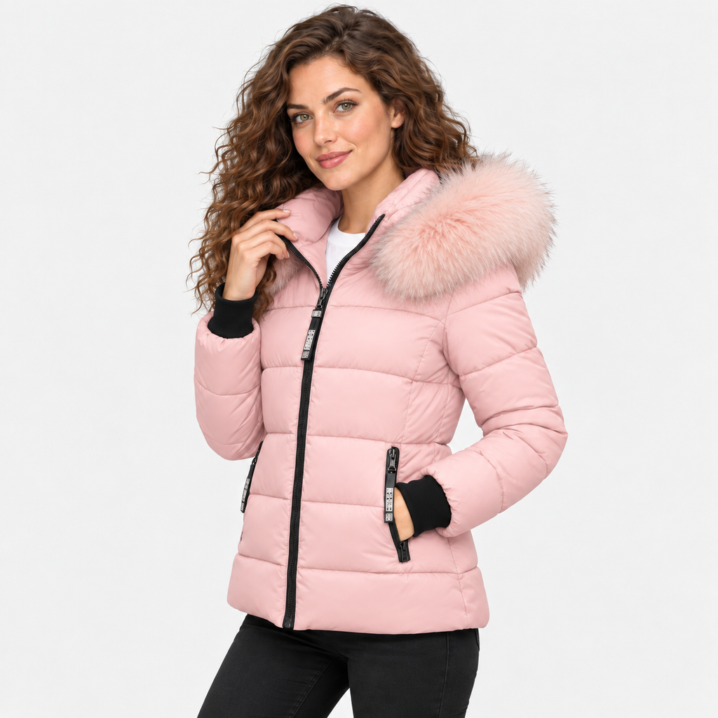 NAJAS | Women's Plus Size Padded Winter Coat with Fur Collar