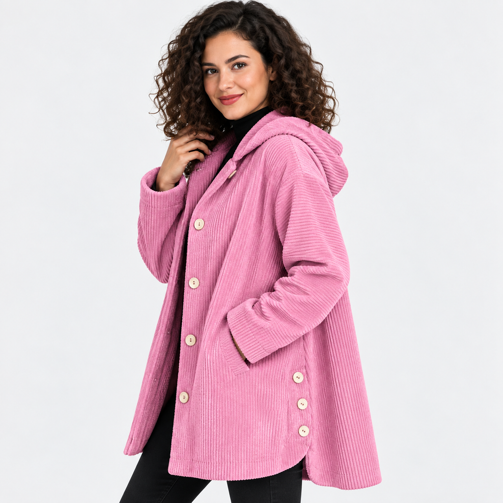 NAJAS | Women’s Corduroy Jacket Hooded Warm Pocket Fall Winter Coat