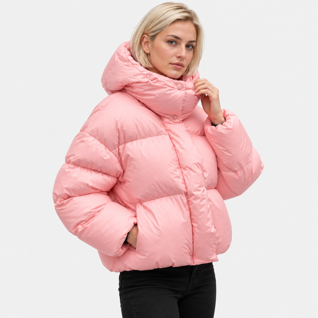 NAJAS | Women's Pink Puffer Jacket with Extra Thick Padding for Winter