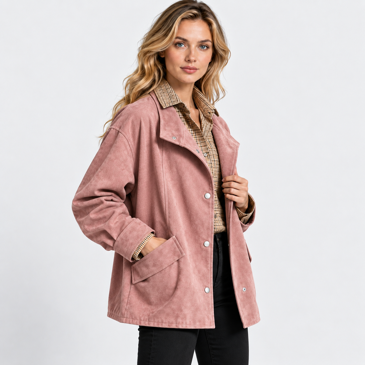 NAJAS | Women’s Suede Velvet Coat Mid Length Elegant Casual Outerwear