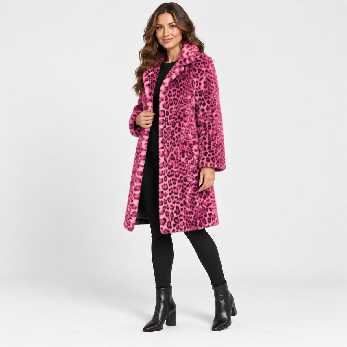 NAJAS | Women’s Leopard Print Coat Soft Plush Casual Fall Jacket