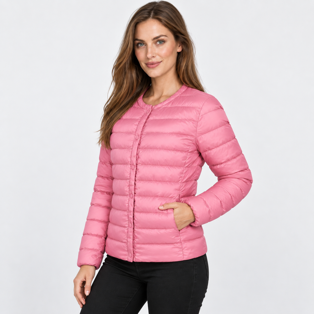 NAJAS | Women’s Down Jacket Lightweight Short Collarless Winter Coat