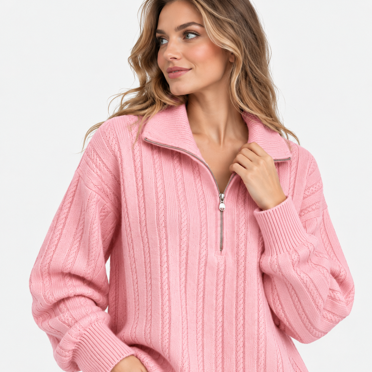 NAJAS | Women’s Knit Sweater Zip Up Pullover Thick Warm Casual Top