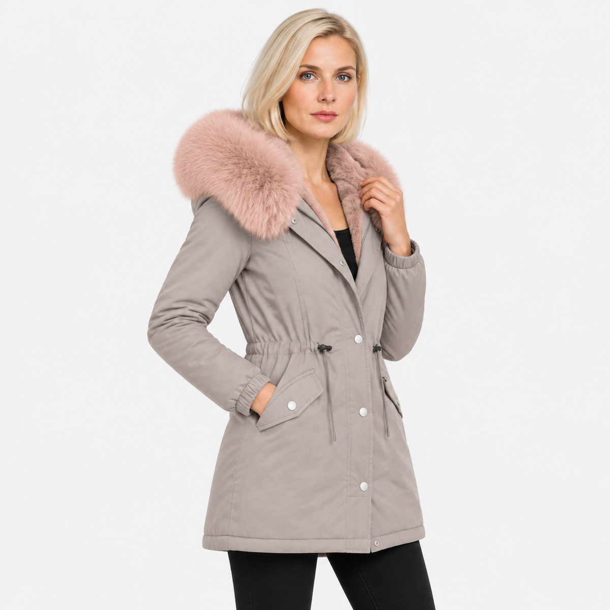 NAJAS | Women's Plush Hooded Jacket Drawstring Warm Winter Outerwear