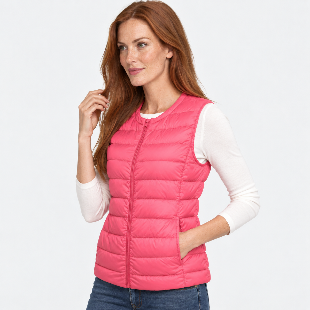 NAJAS | Women’s Down Vest Collarless Lightweight Fall Winter Outerwear