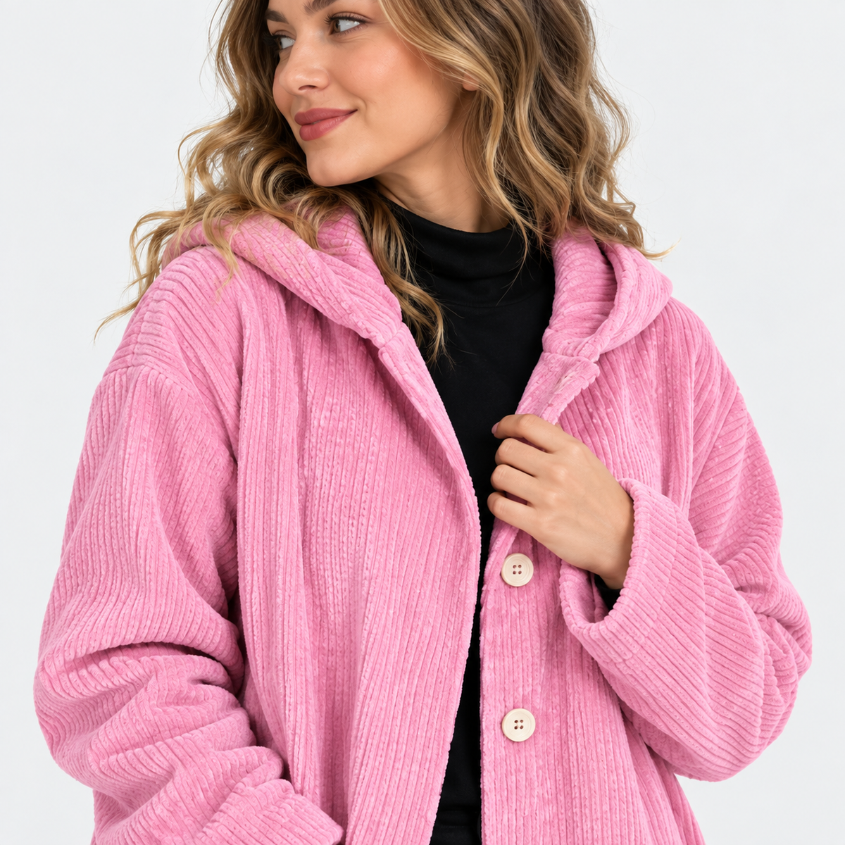 NAJAS | Women’s Corduroy Jacket Hooded Warm Pocket Fall Winter Coat