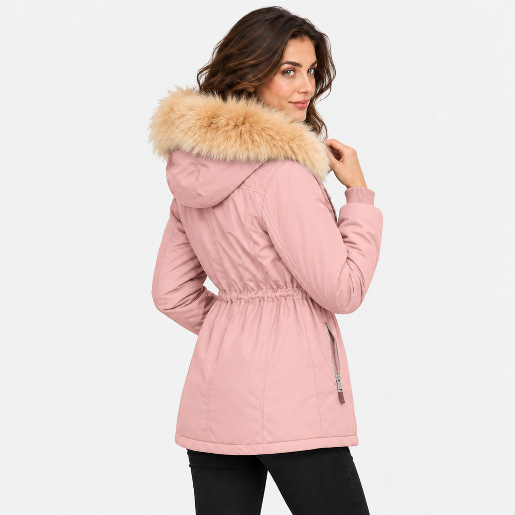NAJAS | Women's Long Winter Coat with Detachable Hood and Faux Fur Collar