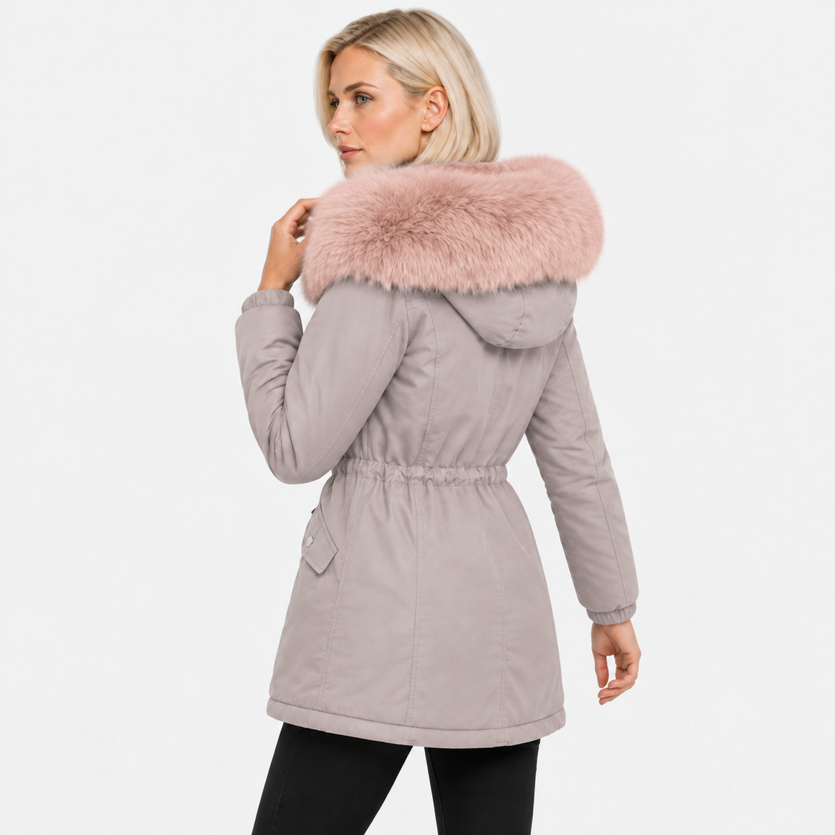 NAJAS | Women's Plush Hooded Jacket Drawstring Warm Winter Outerwear