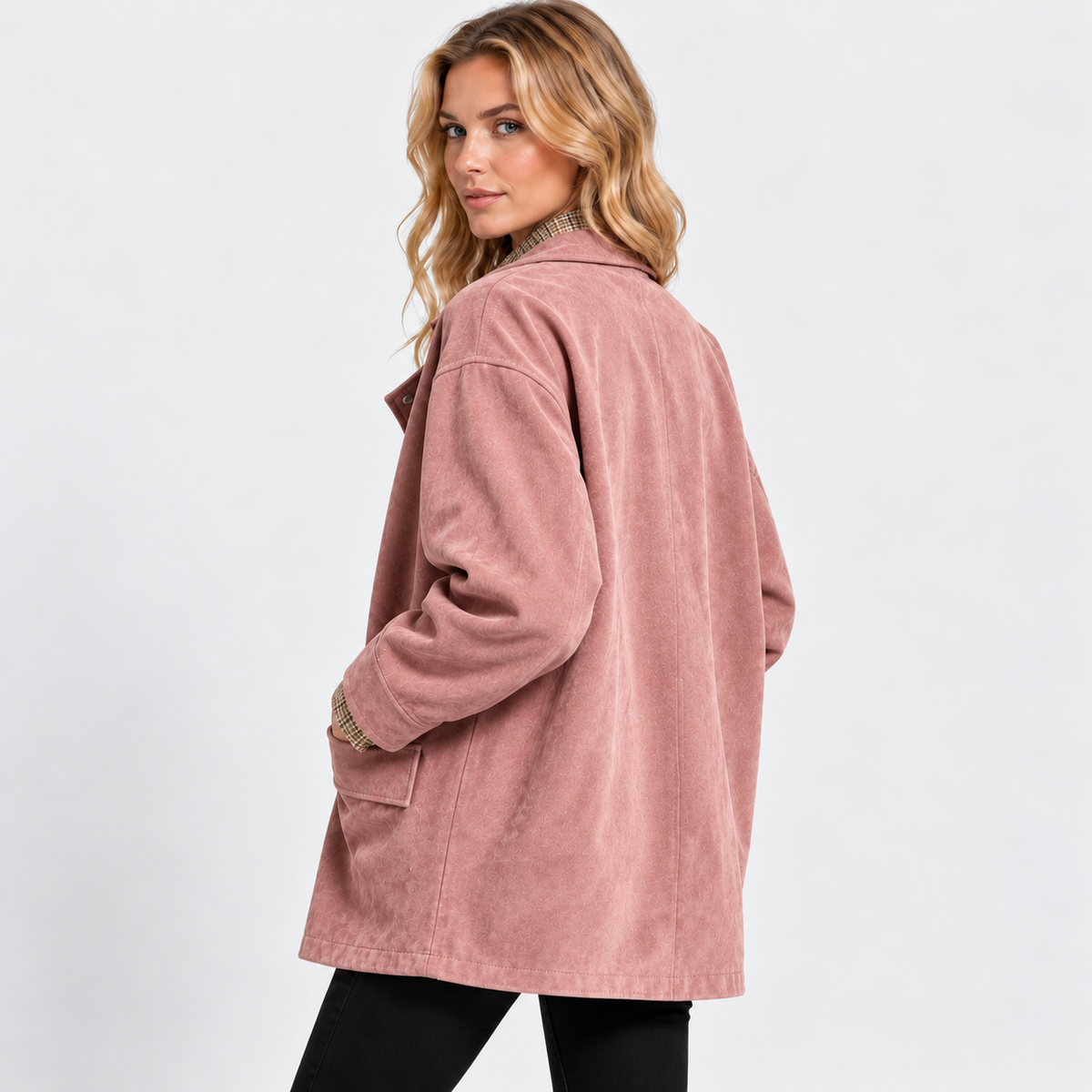 NAJAS | Women’s Suede Velvet Coat Mid Length Elegant Casual Outerwear