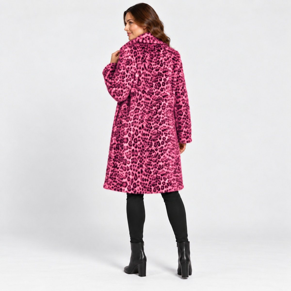 NAJAS | Women’s Leopard Print Coat Soft Plush Casual Fall Jacket