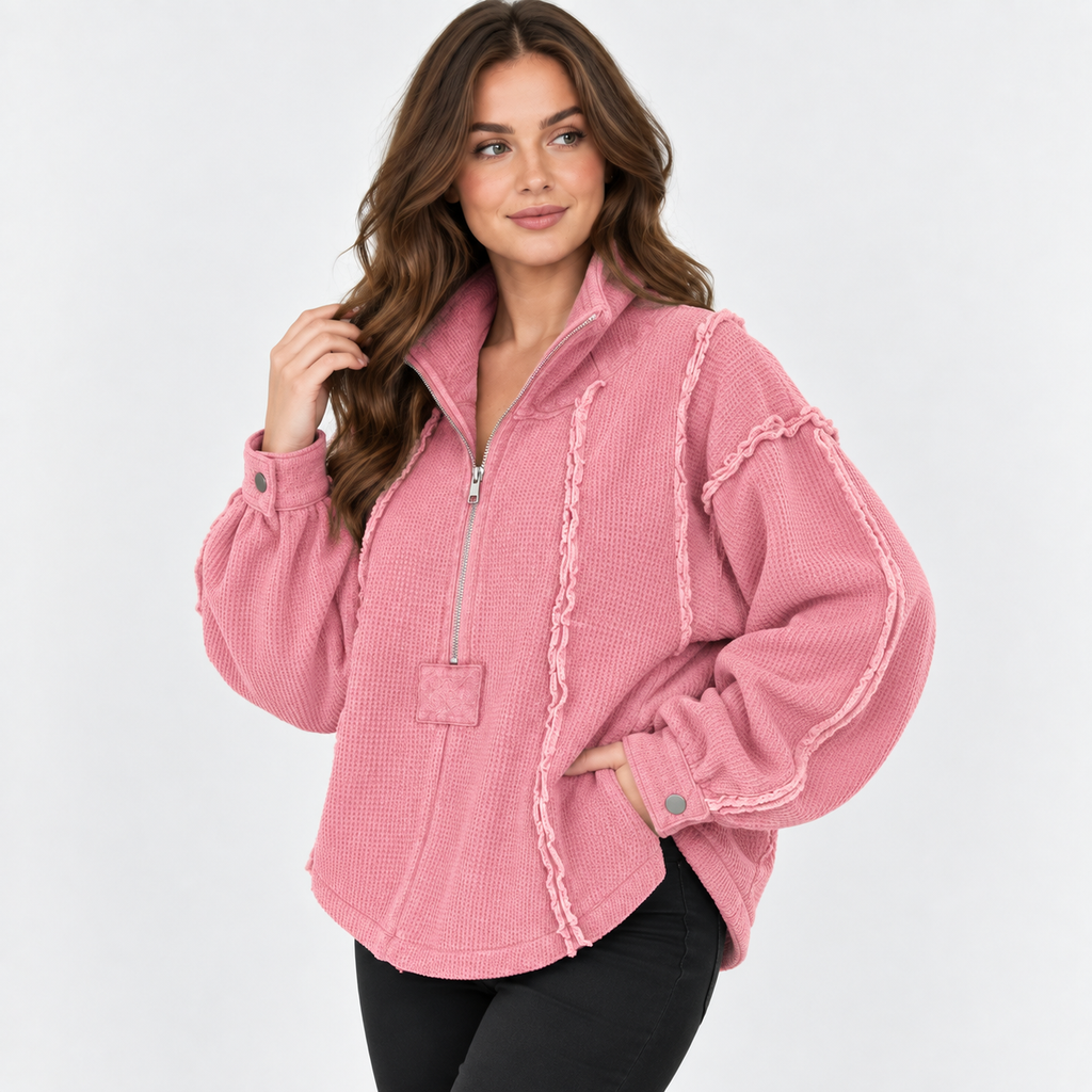 NAJAS | Women’s Pullover Sweater Frayed Hem Casual Fall Winter Knit Top