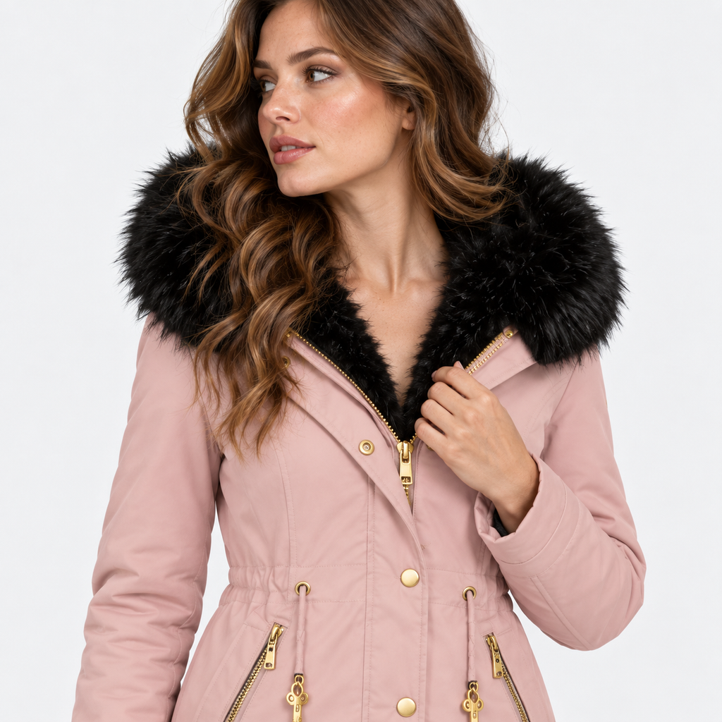 NAJAS | Women’s Faux Fur Collar Coat Polyester Thick Winter Outerwear