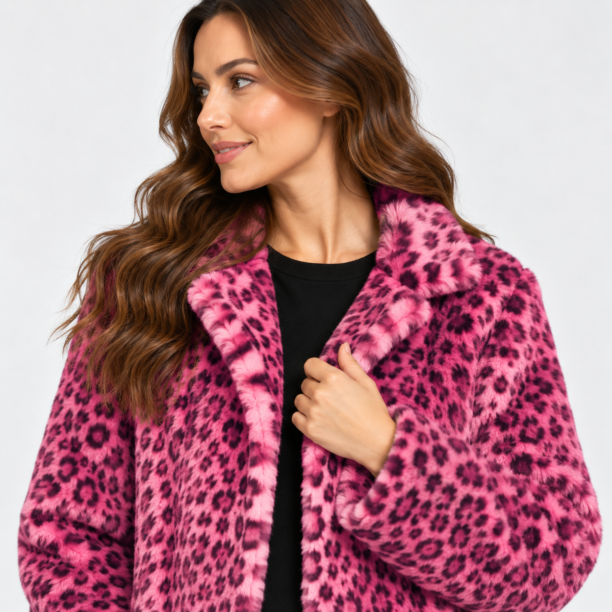 NAJAS | Women’s Leopard Print Coat Soft Plush Casual Fall Jacket
