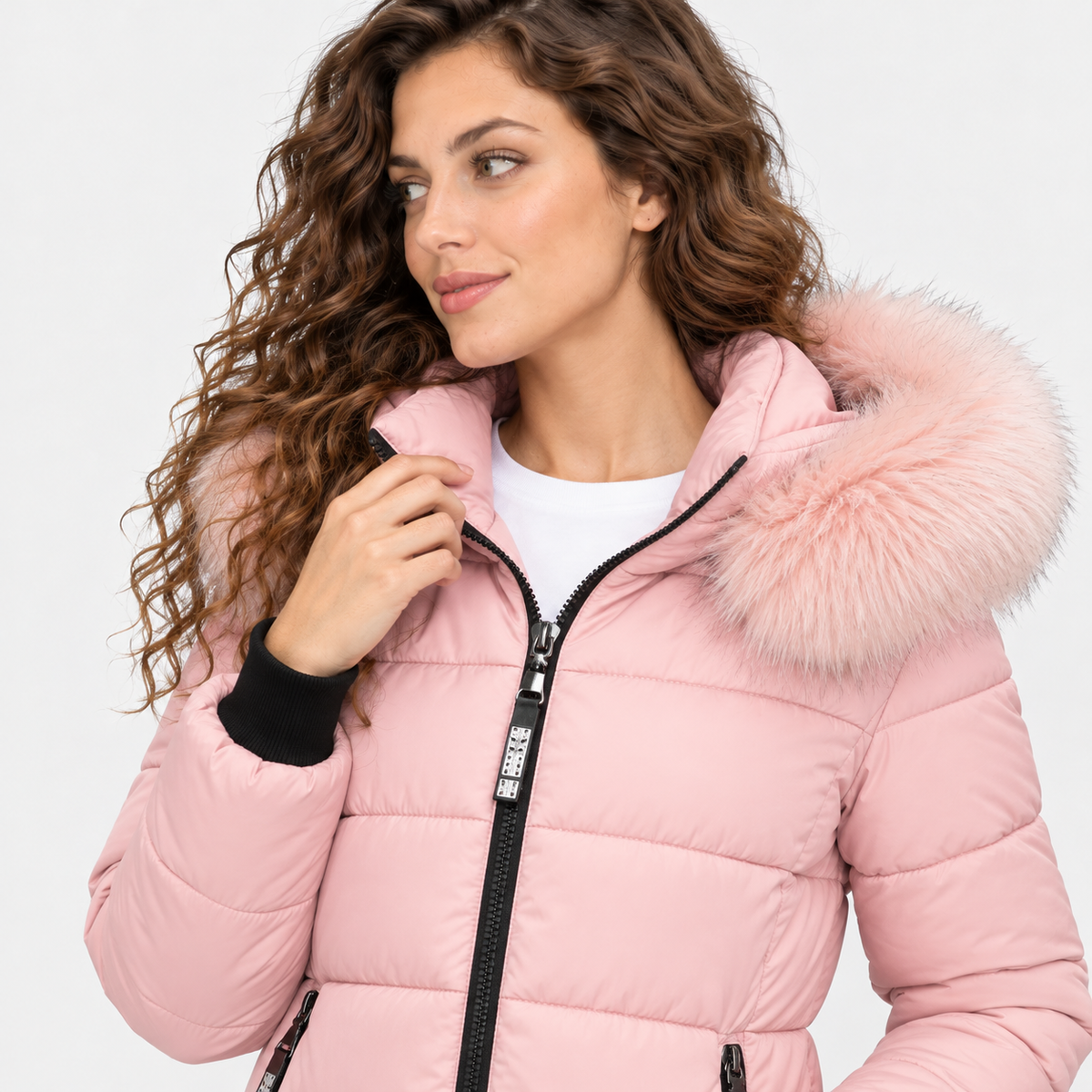 NAJAS | Women's Plus Size Padded Winter Coat with Fur Collar