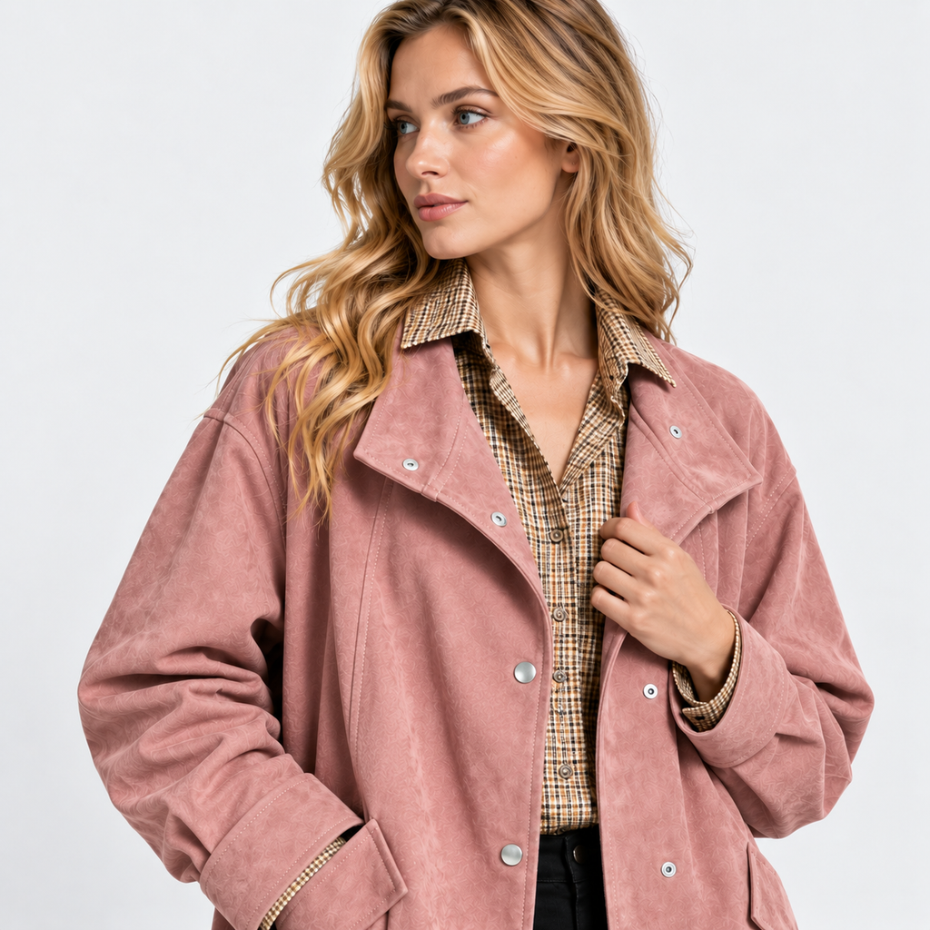 NAJAS | Women’s Suede Velvet Coat Mid Length Elegant Casual Outerwear