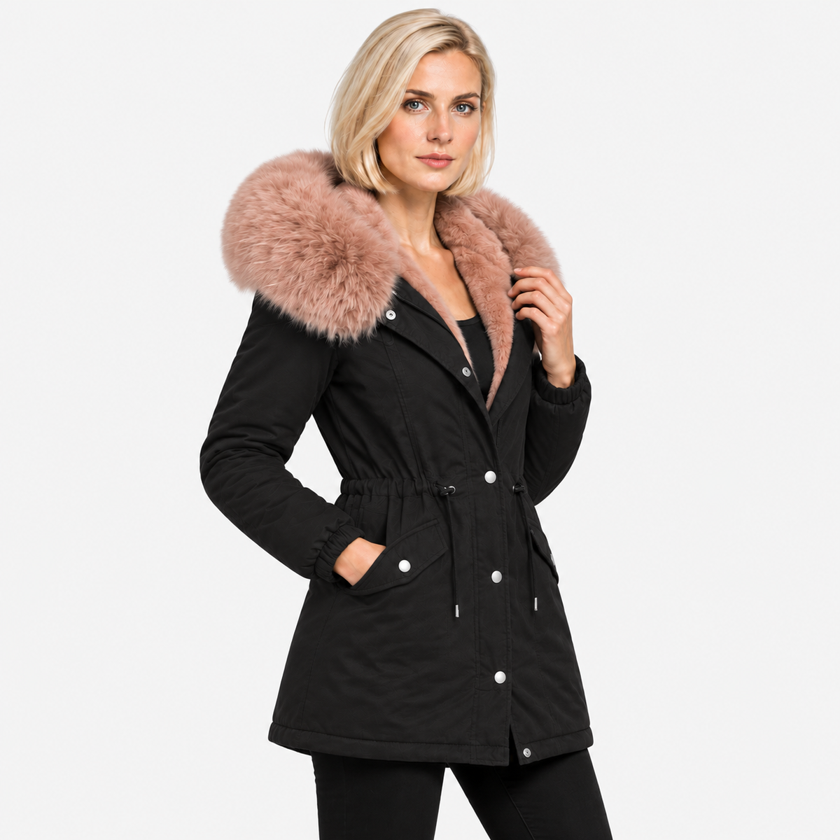 NAJAS | Women's Plush Hooded Jacket Drawstring Warm Winter Outerwear
