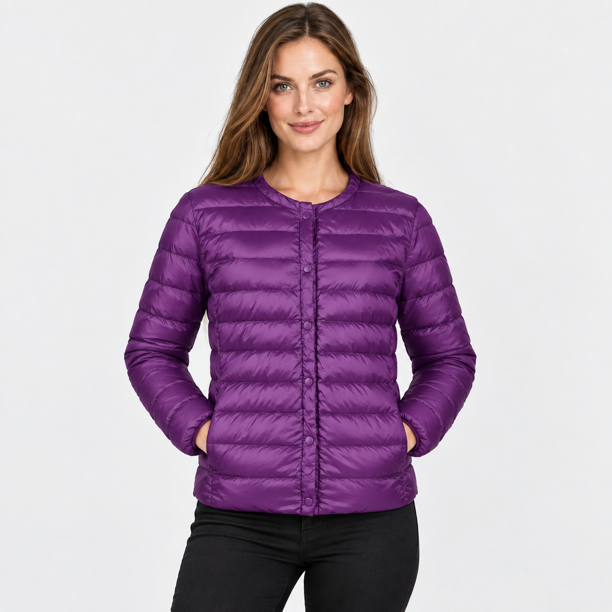 NAJAS | Women’s Down Jacket Lightweight Short Collarless Winter Coat