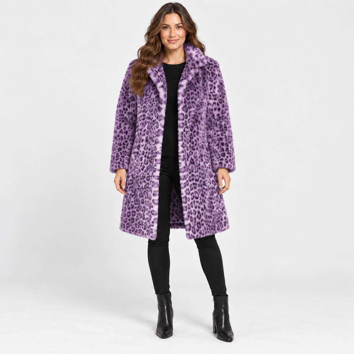 NAJAS | Women’s Leopard Print Coat Soft Plush Casual Fall Jacket