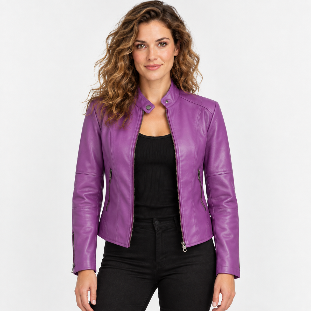 NAJAS | Women’s Leather Jacket Soft Leather Classic Fit Casual Outerwear