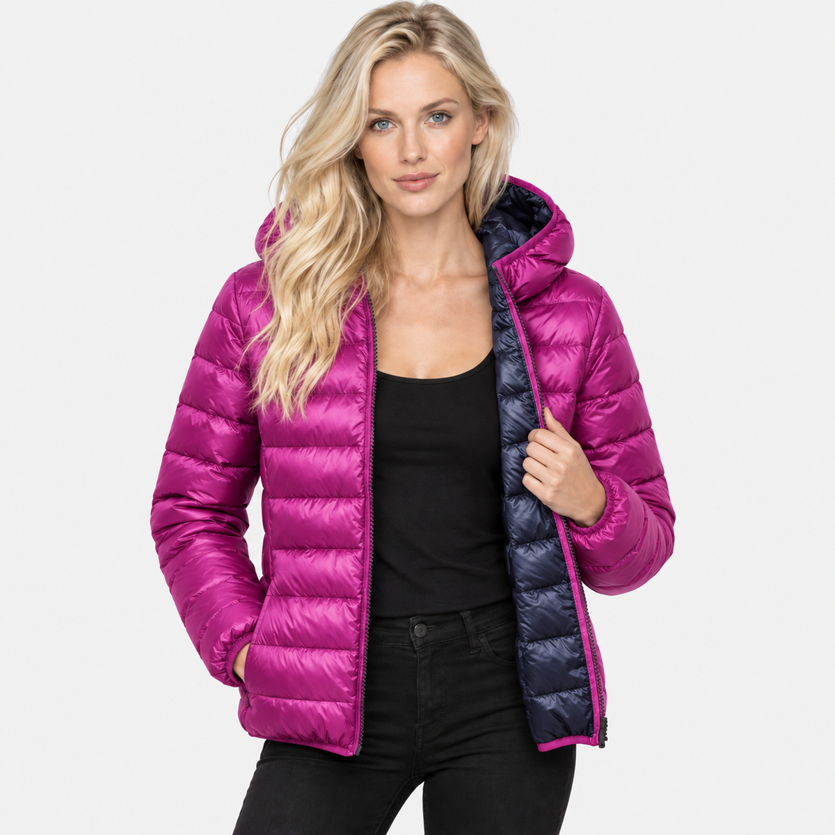 NAJAS | Women’s Duck Down Jacket Nylon Hooded Lightweight Winter Coat