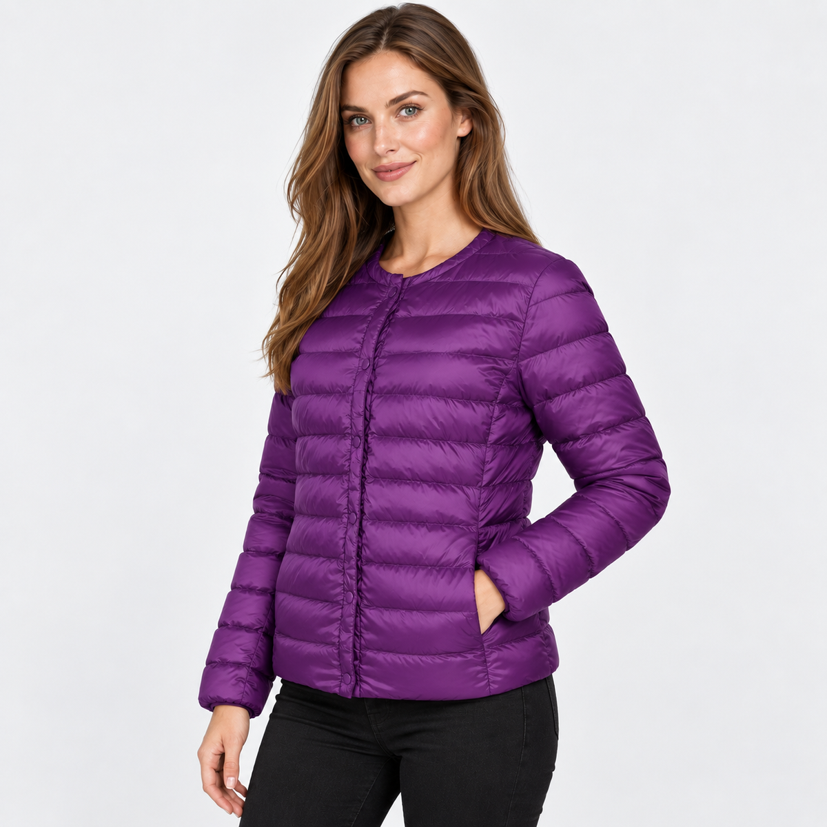 NAJAS | Women’s Down Jacket Lightweight Short Collarless Winter Coat