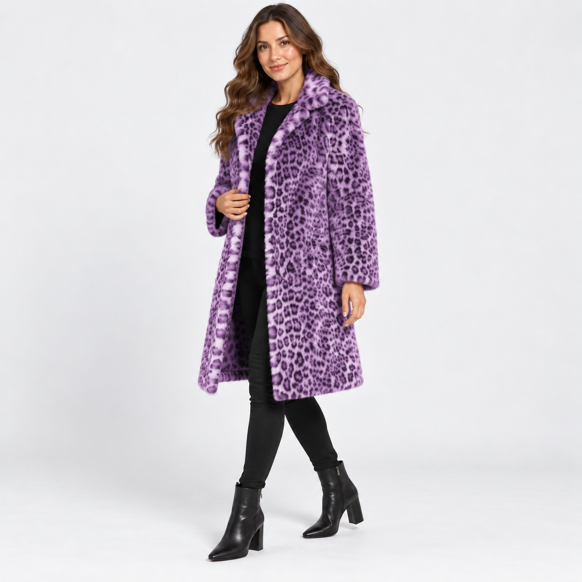 NAJAS | Women’s Leopard Print Coat Soft Plush Casual Fall Jacket