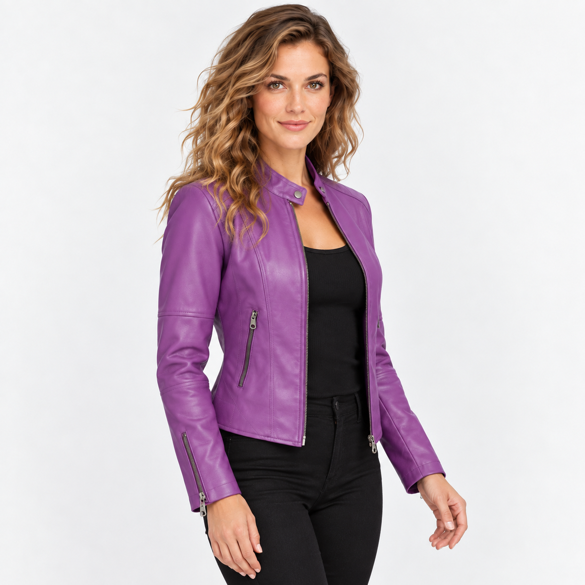 NAJAS | Women’s Leather Jacket Soft Leather Classic Fit Casual Outerwear