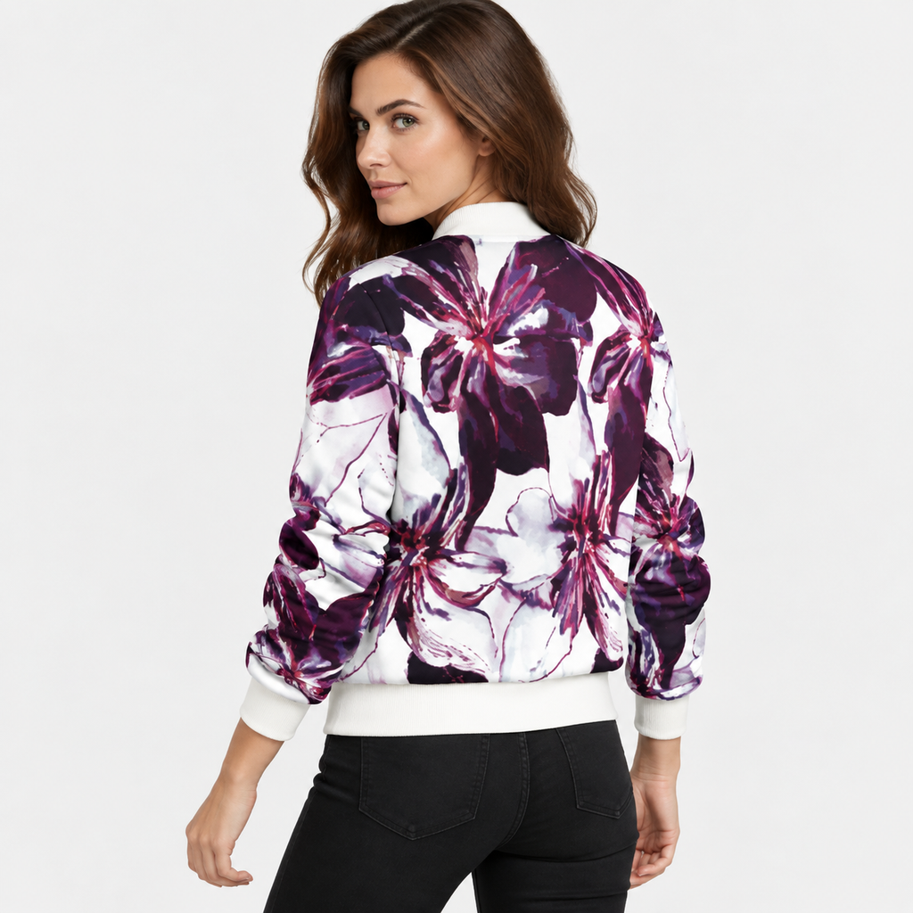 NAJAS | Women’s Floral Jacket Zipper Long Sleeve Commuter Coat