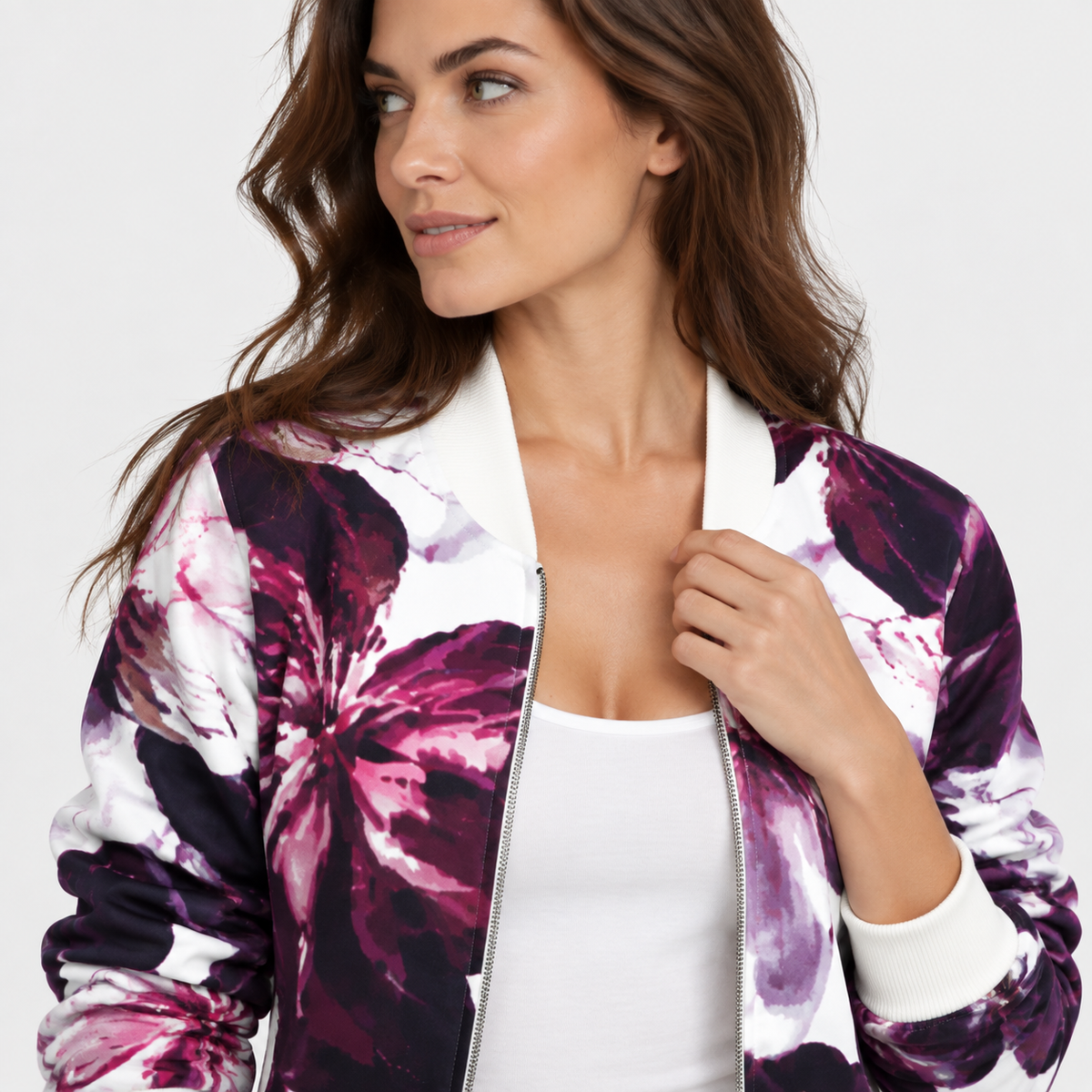 NAJAS | Women’s Floral Jacket Zipper Long Sleeve Commuter Coat