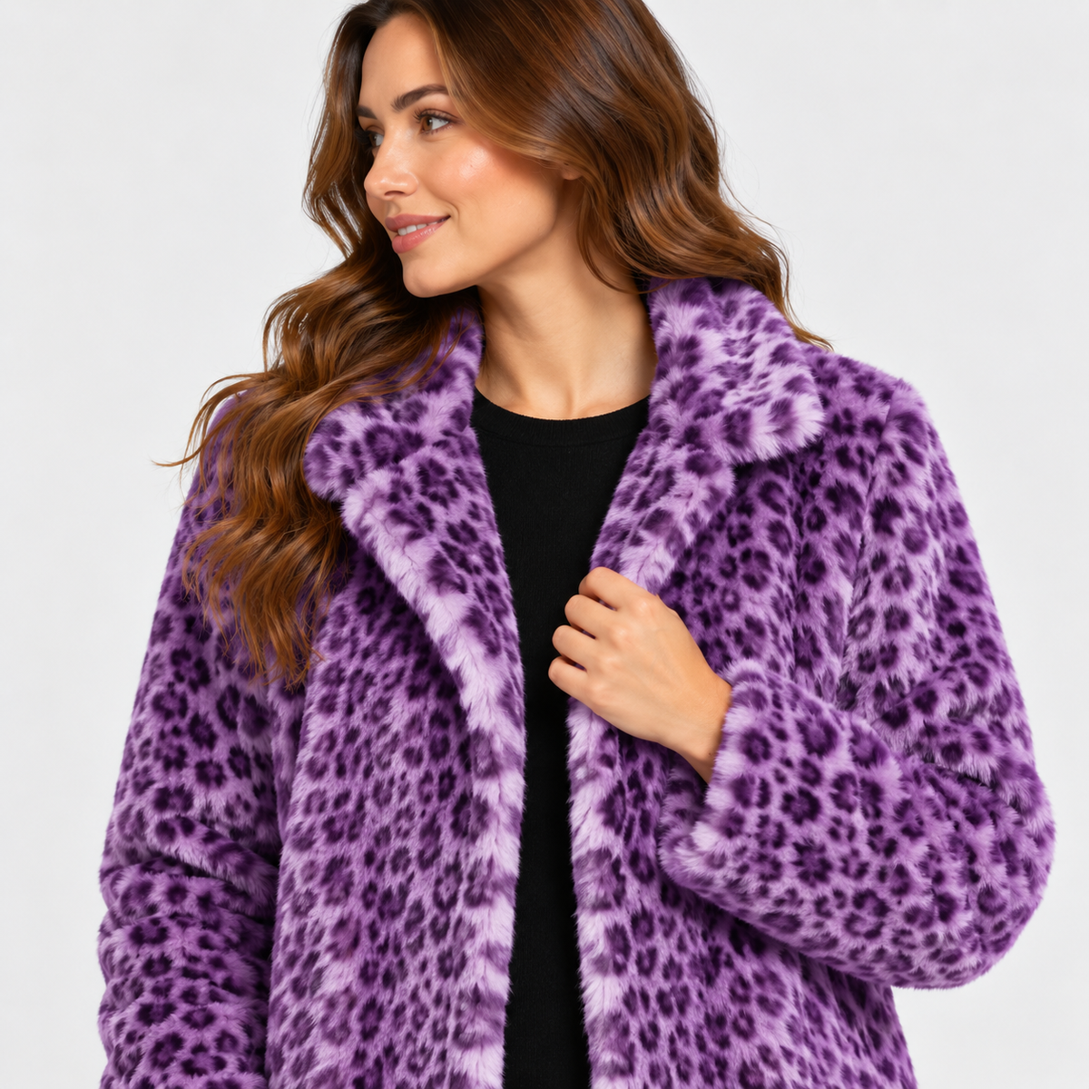 NAJAS | Women’s Leopard Print Coat Soft Plush Casual Fall Jacket