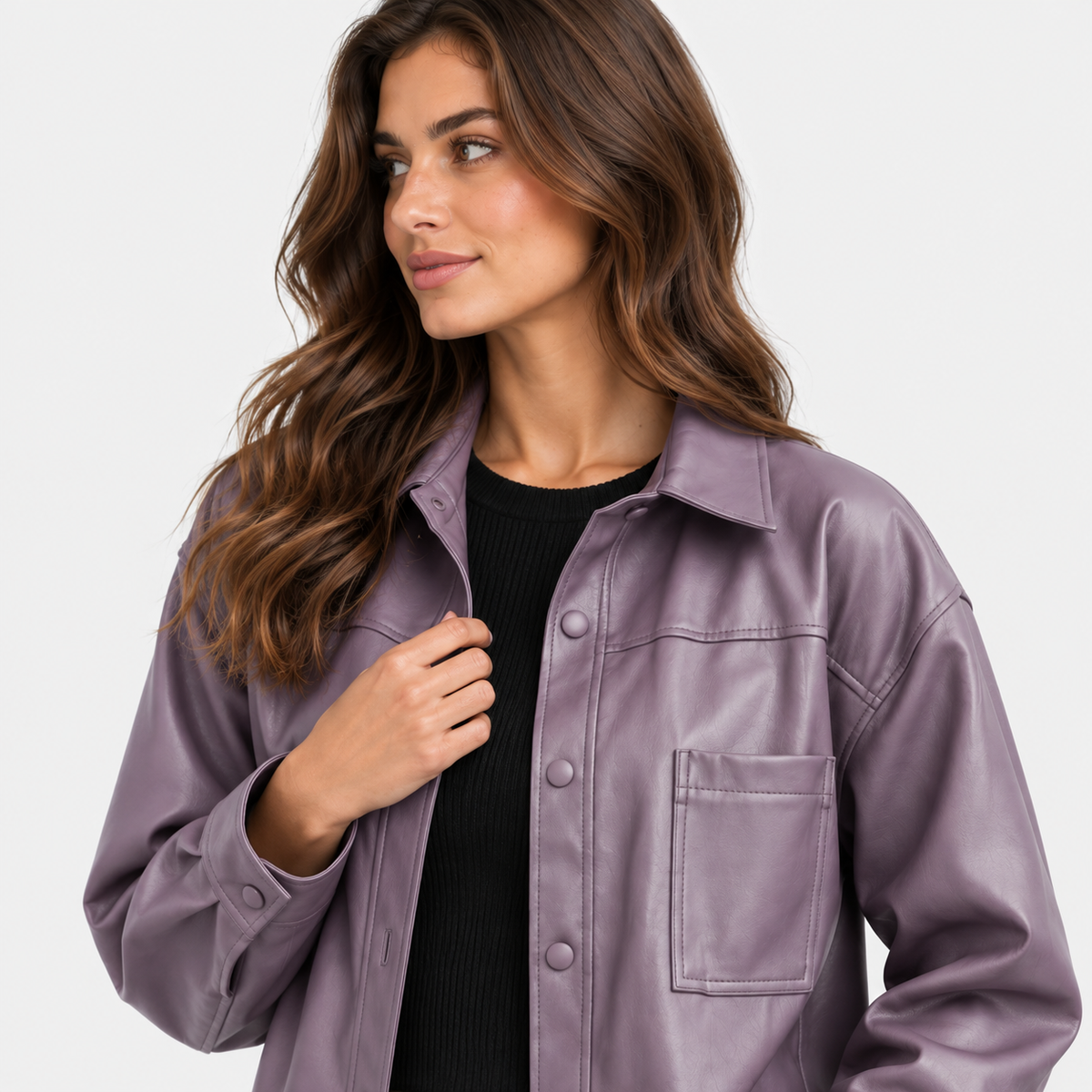 NAJAS | Women’s Faux Leather Jacket Black Moto Style European Fashion Coat