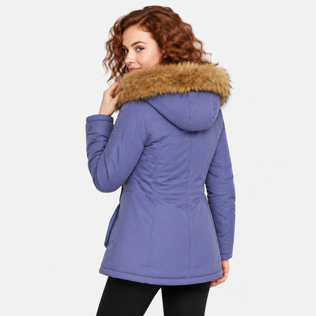 NAJAS | Women's Cotton Parka Jacket Fur Collar Hooded Winter Coat