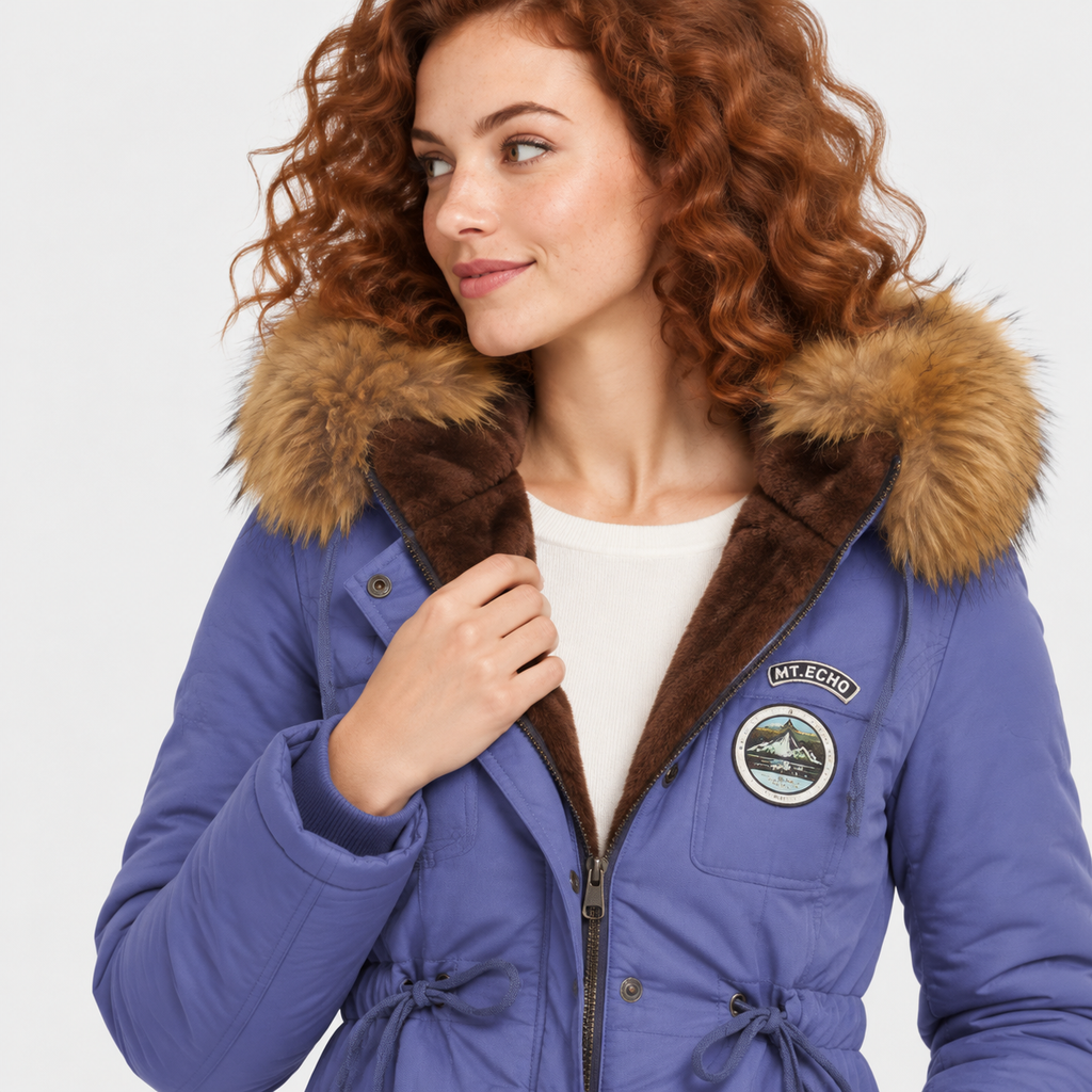 NAJAS | Women's Cotton Parka Jacket Fur Collar Hooded Winter Coat