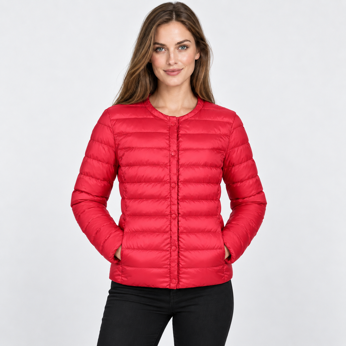 NAJAS | Women’s Down Jacket Lightweight Short Collarless Winter Coat