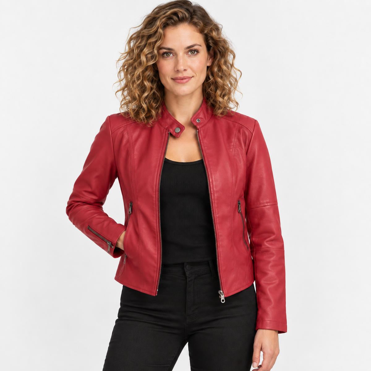 NAJAS | Women’s Leather Jacket Soft Leather Classic Fit Casual Outerwear